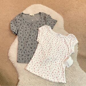 Floral Short Sleeve Fitted Tee Bundle